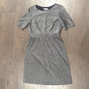 Sandra Darren  Short Sleeve Glitter Knit Fit & Flare Dress Pleated Skirt Size M